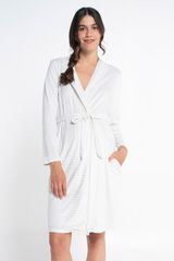 Ohma! Gestreifter Umstandsmode aus Velours Naturwei&szlig;