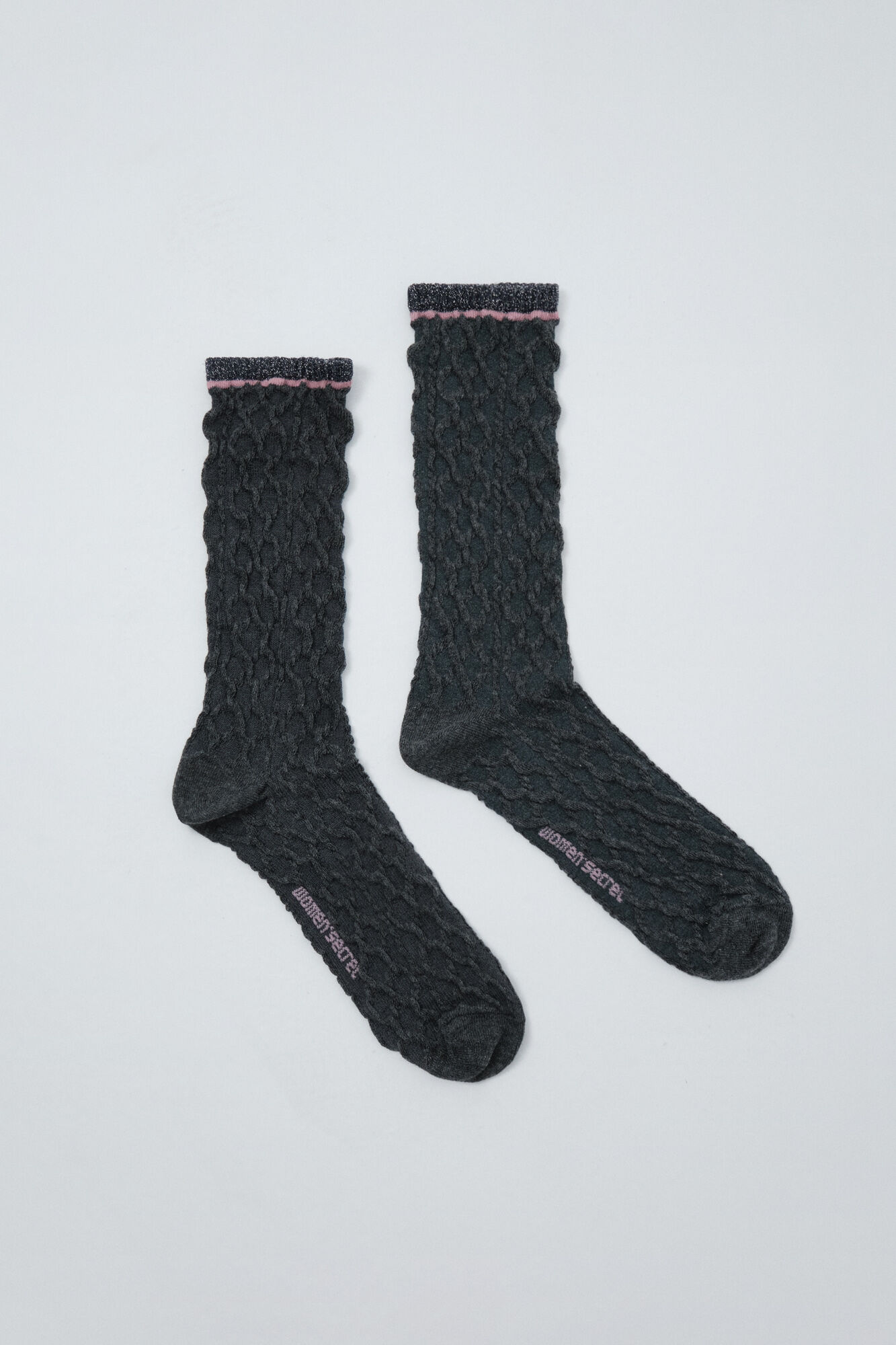 Women'secret Grey lurex texture long socks