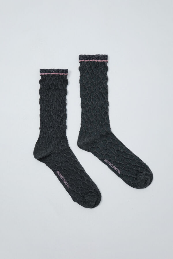 Women'secret Grey lurex texture long socks grey