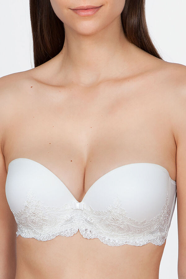 Womensecret Ivette Bridal white strapless bra with double push-up bézs