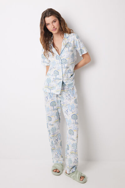 Womensecret Allover cotton shirt pajamas with landscape printed