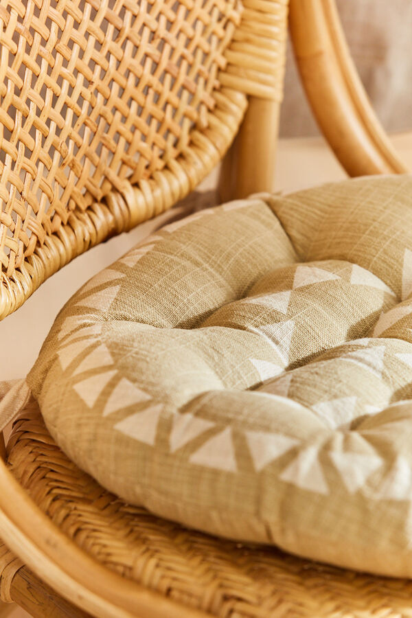 Womensecret Kenka washable round seat cushion with geometric motifs brown