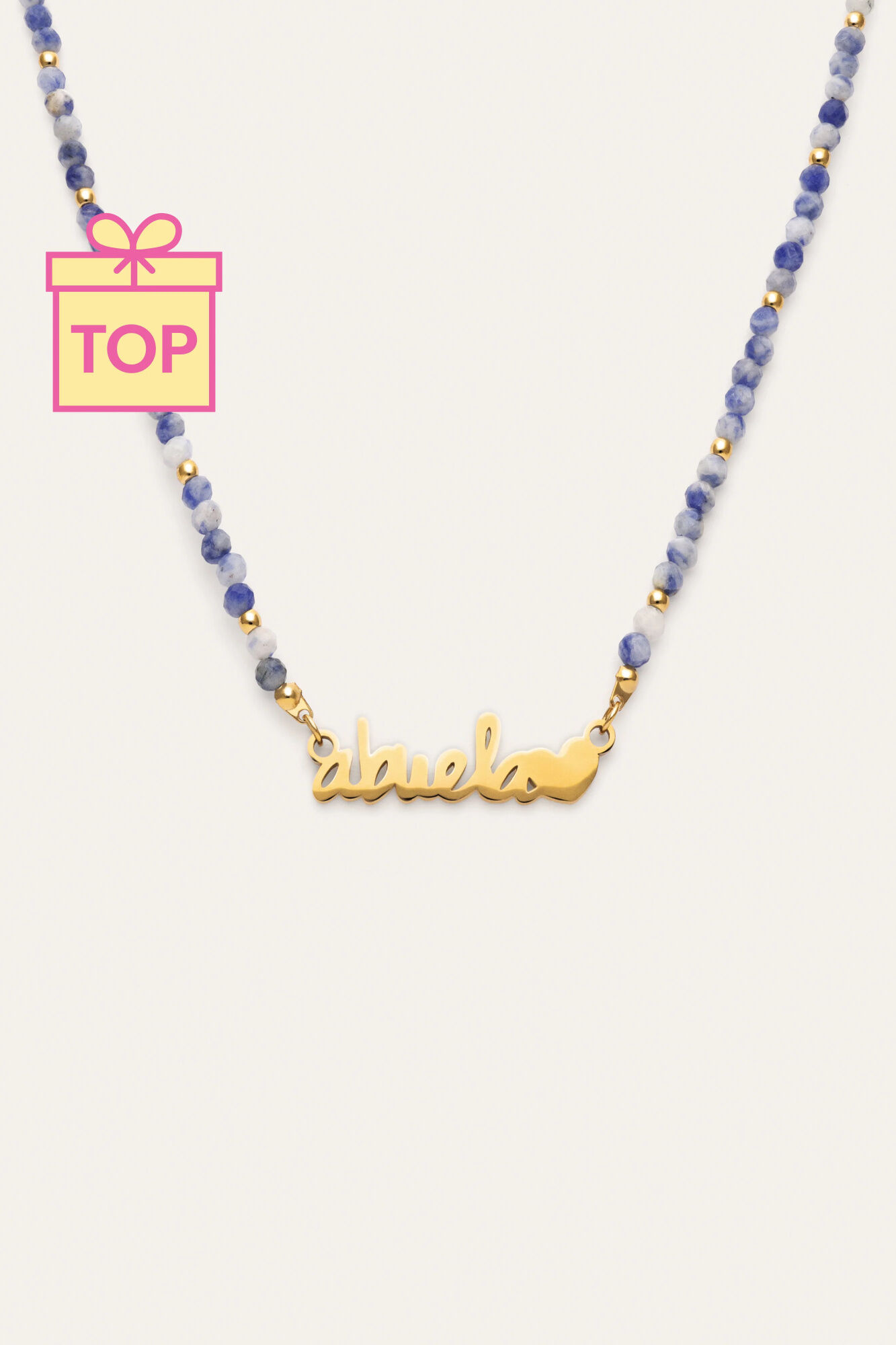 Singularu Collar Abuela Heart Cianita Acero Ba&ntilde;o Oro