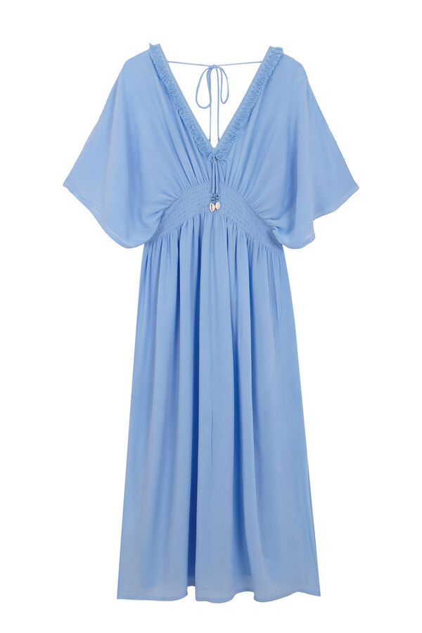 Womensecret Blue midi dress with low neckline and ruching blue