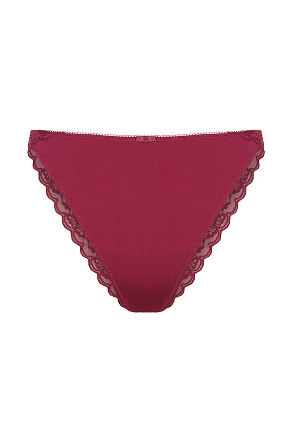 Womensecret Maroon lace and microfibre tanga pink