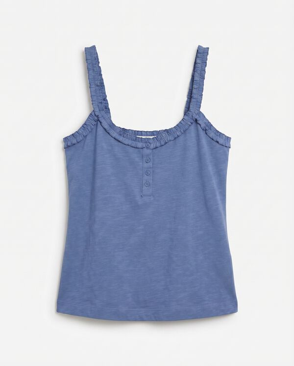 Women'secret Blue cotton ruffle vest top blue