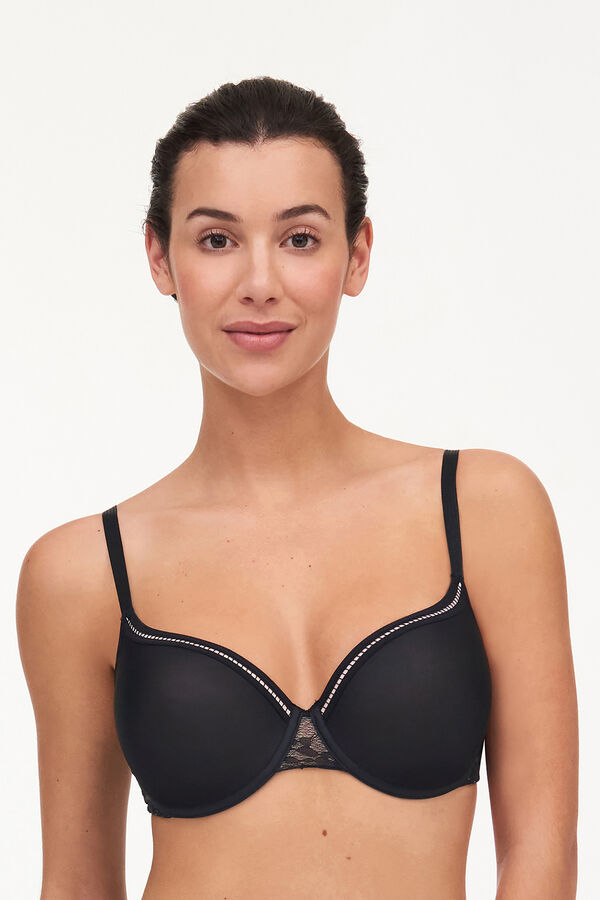 Womensecret Olivia moulded bra with lace and embroidered tulle Crna