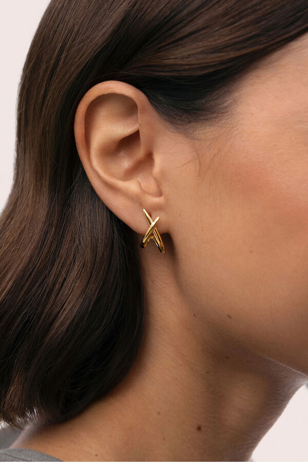 Singularu Ohrringe Emma Stahl vergoldet mit Print