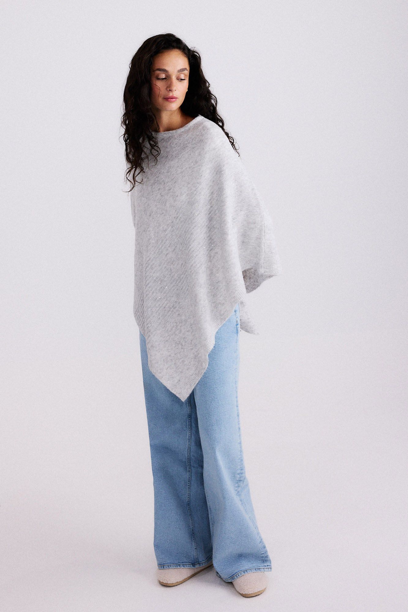 Pieces Poncho de punto con brillo