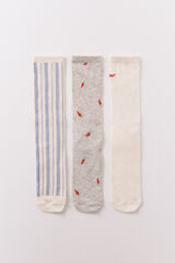 Women'secret 3-pack long chilles print socks nude