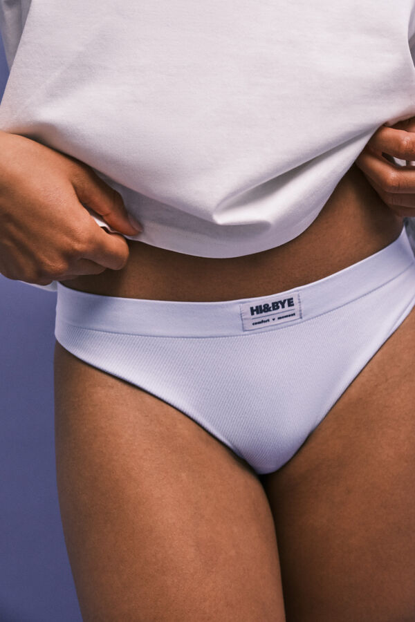 HI&BYE Blue seamless ribbed classic panty blue