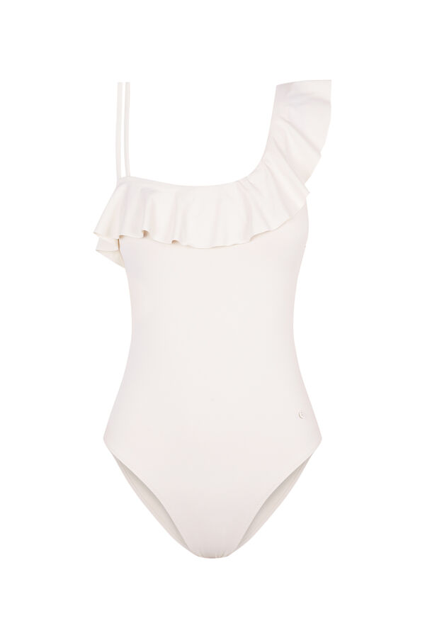 Womensecret Bijeli asimetrični kupaći kostim s efektom oblikovanja Bež