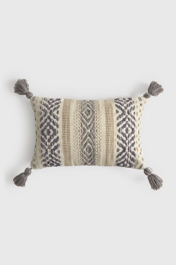 Textura Ethnic embroidered cushion case blue