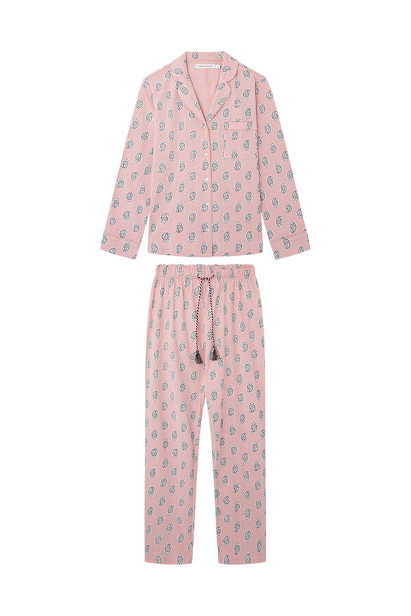 Womensecret Pyjama Hemdlook 100 % Baumwolle Boho Rosa Rosa
