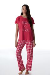Penti Conjunto pijama largo corazones cuadros fucsia