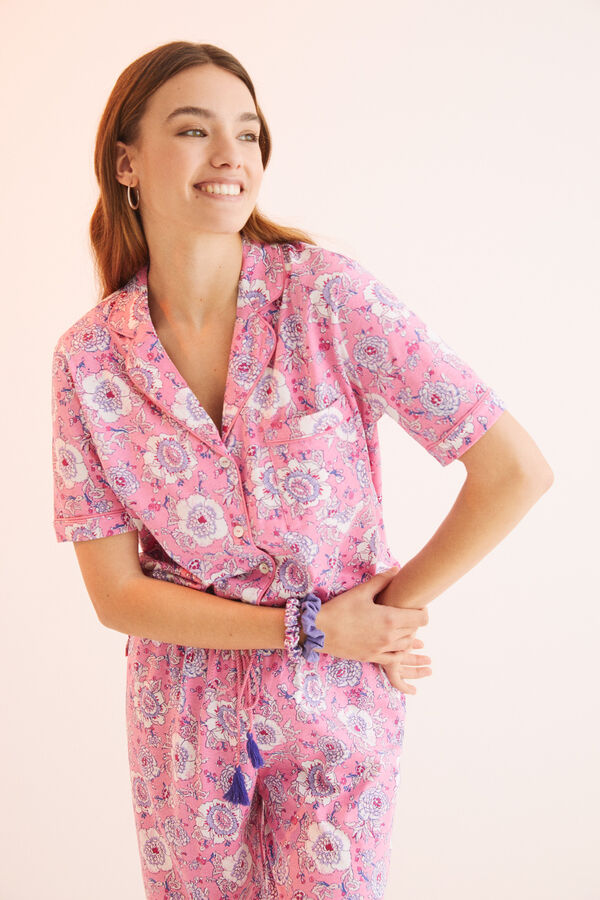Womensecret Ružičasta pidžama košulja od 100 % pamuka s uzorkom Ružičasta