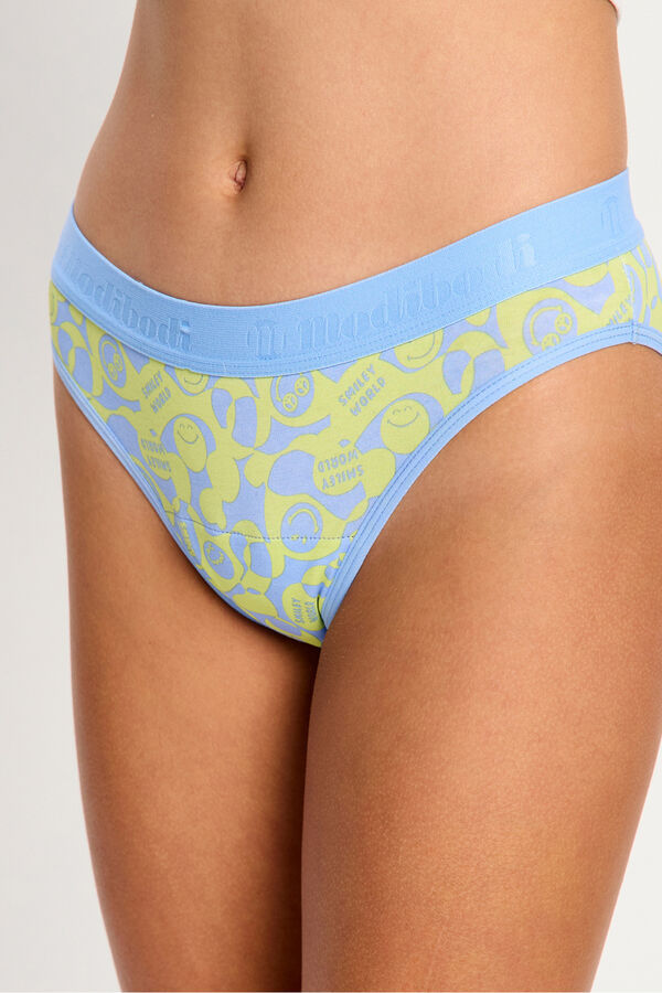 Modibodi SmileyWorld&reg; Organic Cotton Teen Menstrual Panties Super Green Flow green