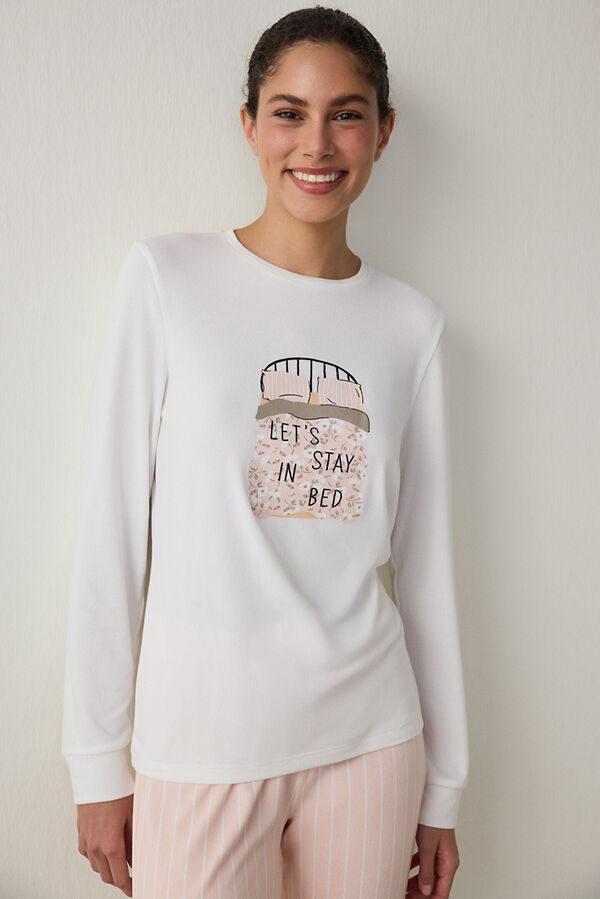 Penti Conjunto de pijama de manga larga con cuello redondo y rayas Sleep Time estampado