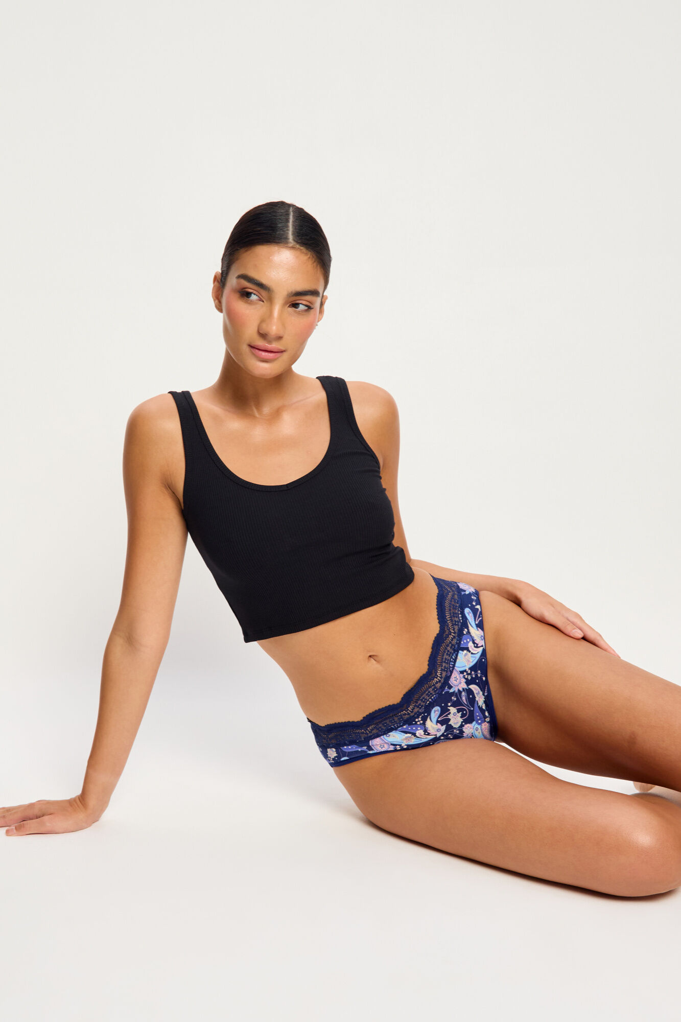 Modibodi Braga Menstrual Encaje Alta Bamb&uacute; Flujo Abundante Navy