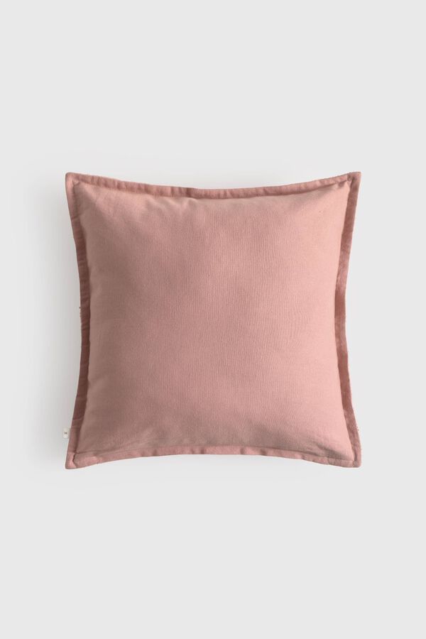 Textura Plain cotton textured cushion cover pink
