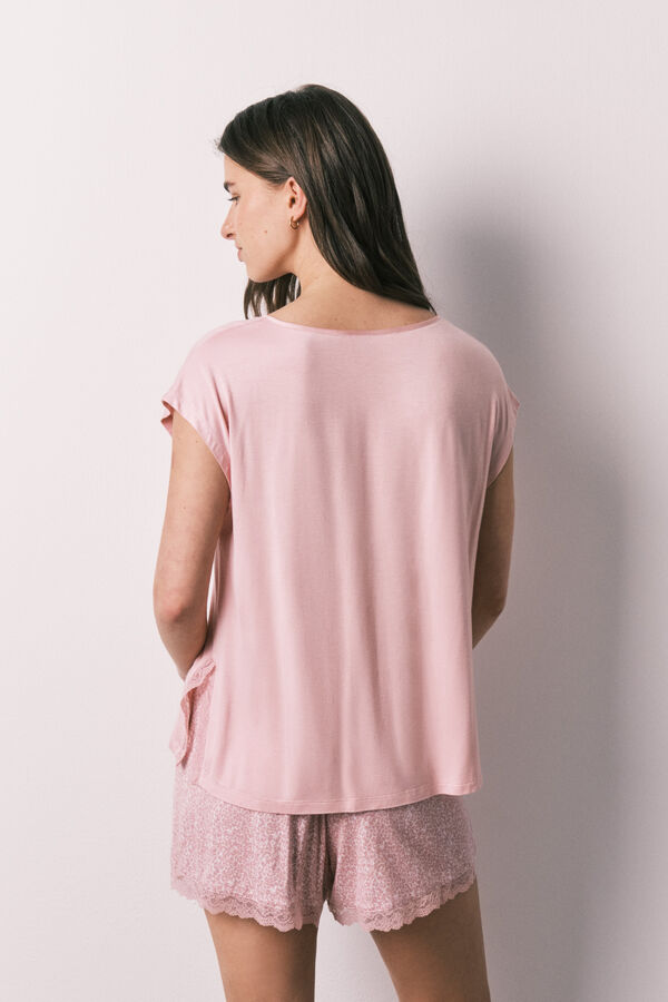 Women'secret Pink viscose animal print short pyjamas pink