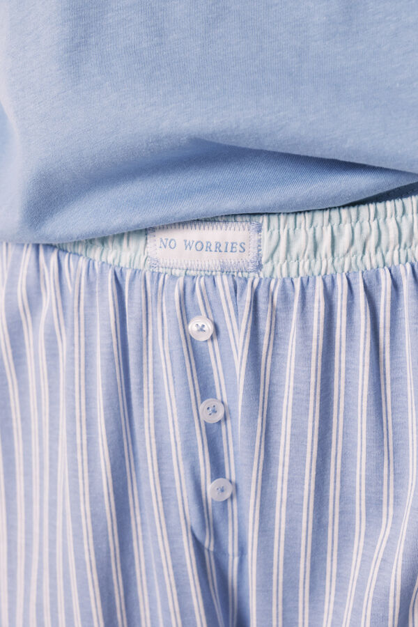 Women'secret Blue cotton short sleeve striped pyjamas blue