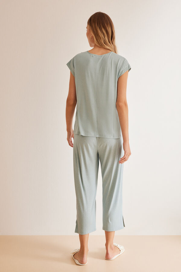 Womensecret Pyjama Punkte Blau Ecovero™ Grün