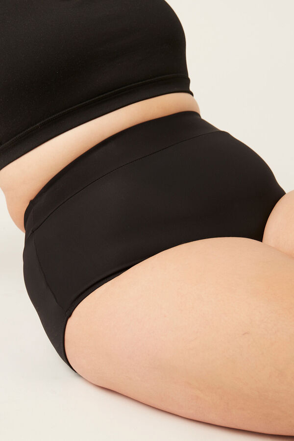 Womensecret Black recycled nylon seamless boyleg bikini bottoms - light to moderate absorbency fekete