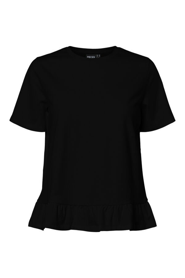 Pieces Volant-T-Shirt Schwarz