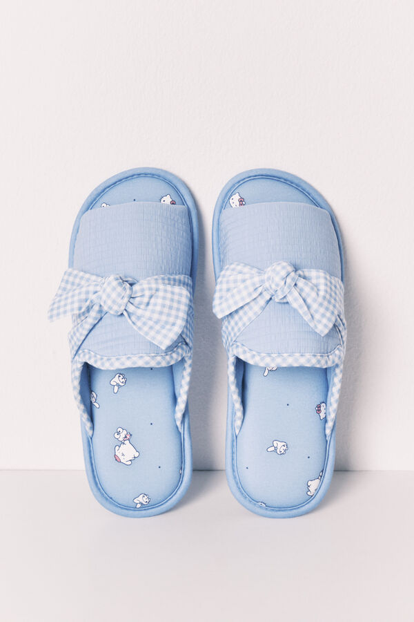 Women'secret Zapatillas casa lazo Hello Kitty azul