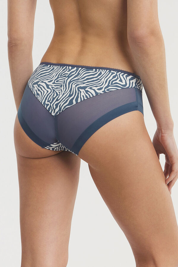 Womensecret Classic panties in soft microfibre with mesh details bleu