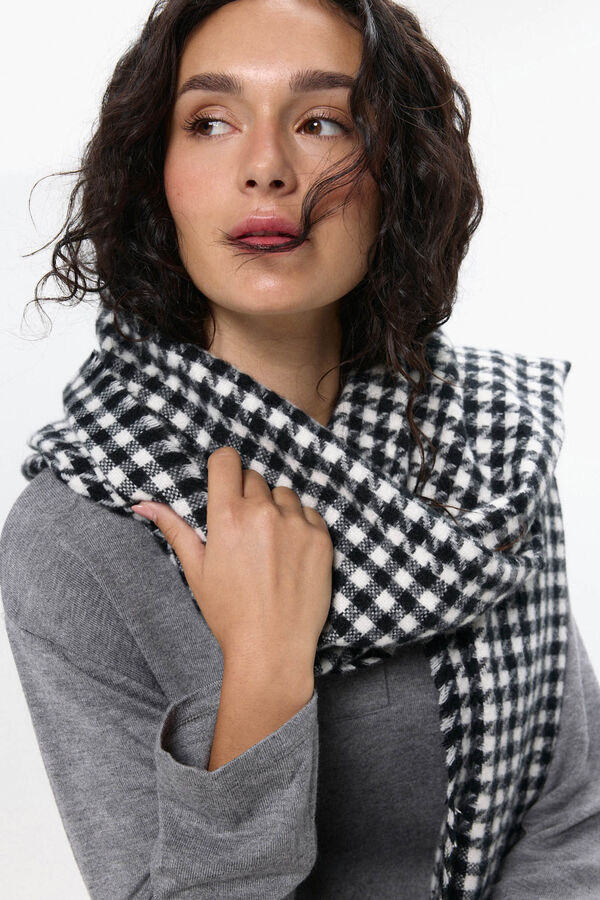 Pieces Bufanda Pata de Gallo Flecos negro