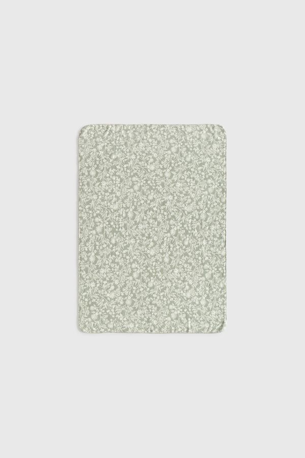 Textura Floral velvet blanket green