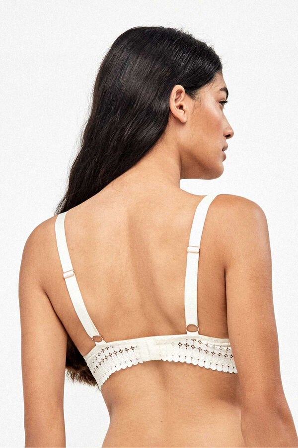 Gisela Full cup lace geometric bra beige