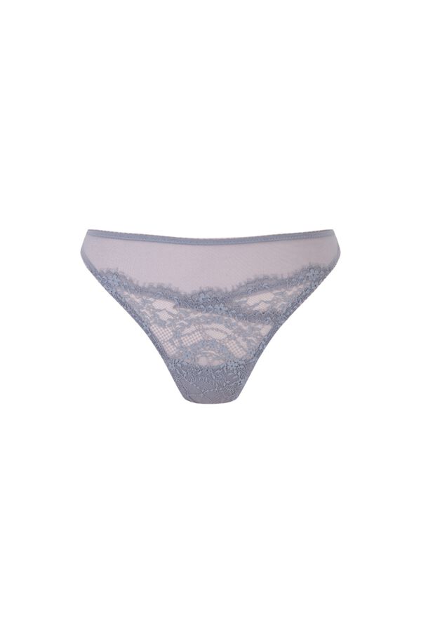 Women'secret Blue lace and tulle thong blue