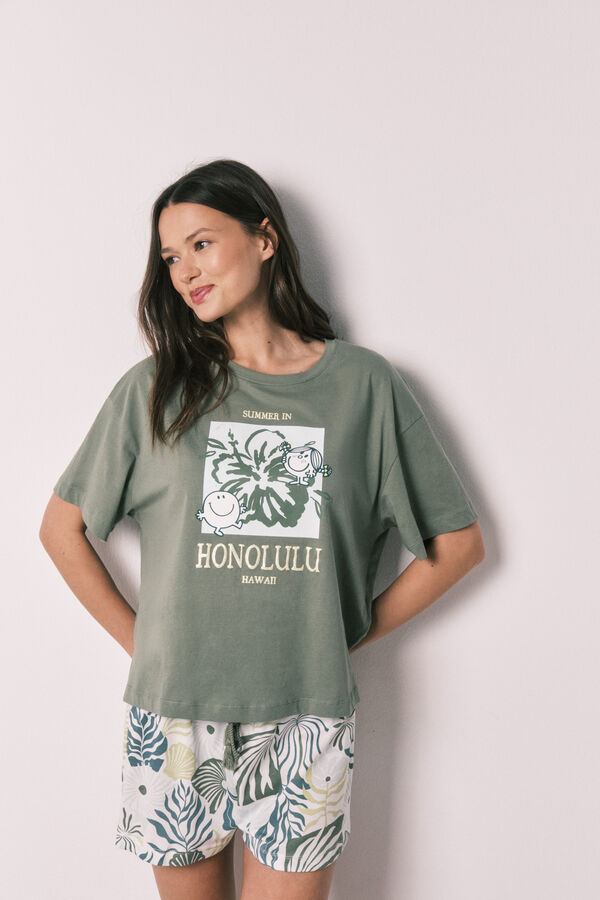 Women'secret Pyjama court &agrave; manches courtes vert Little Miss&trade; imprim&eacute;