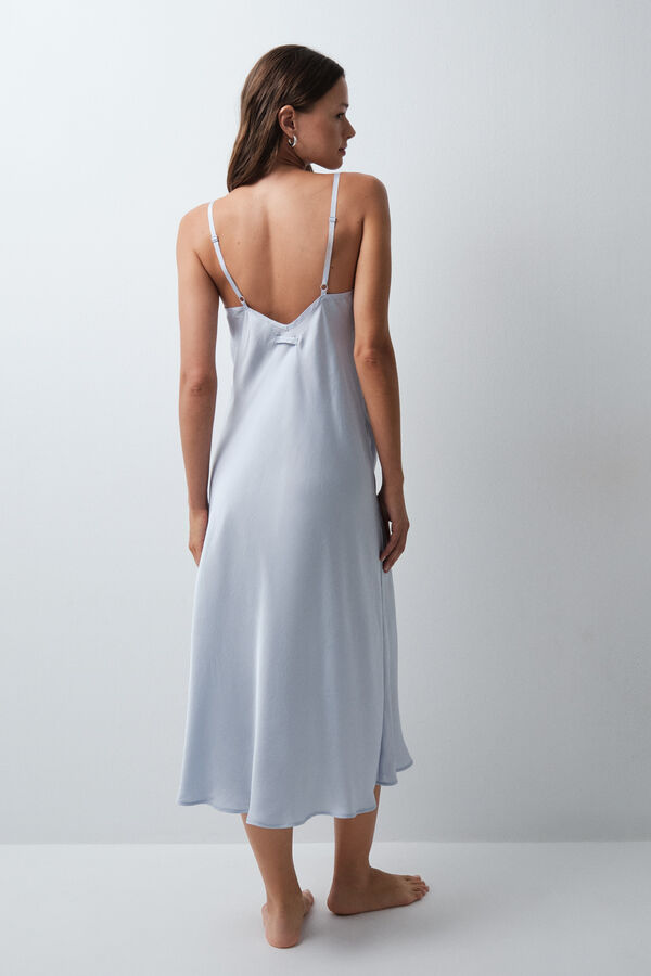 Women'secret Blue satin-finish long nightgown blue