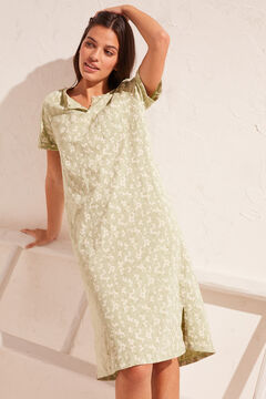 Womensecret Green floral print 100% cotton midi nightgown green