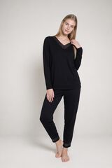 Gisela Long pyjamas with webbing detail black