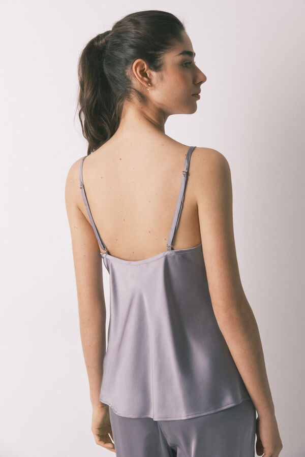 Women'secret Ensemble pyjama satin et dentelle gris gris