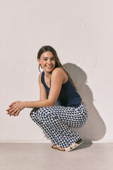 Women'secret Blue geometric print long trousers blue