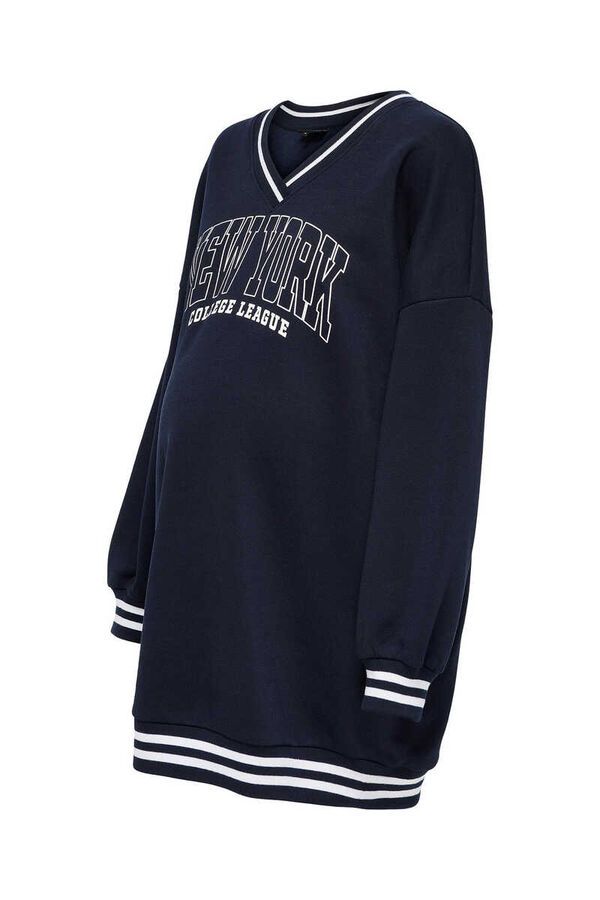 Only Maternity Sudadera cuello pico maternity azul