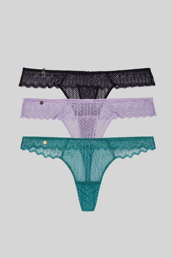 Black Limba Pack 3 tangas encaje multicolor