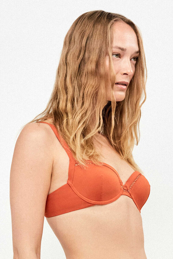 Gisela Top bikini aro, foam y detalle calado naranja