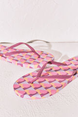 Women'secret Pink geometric print toe sandals pink