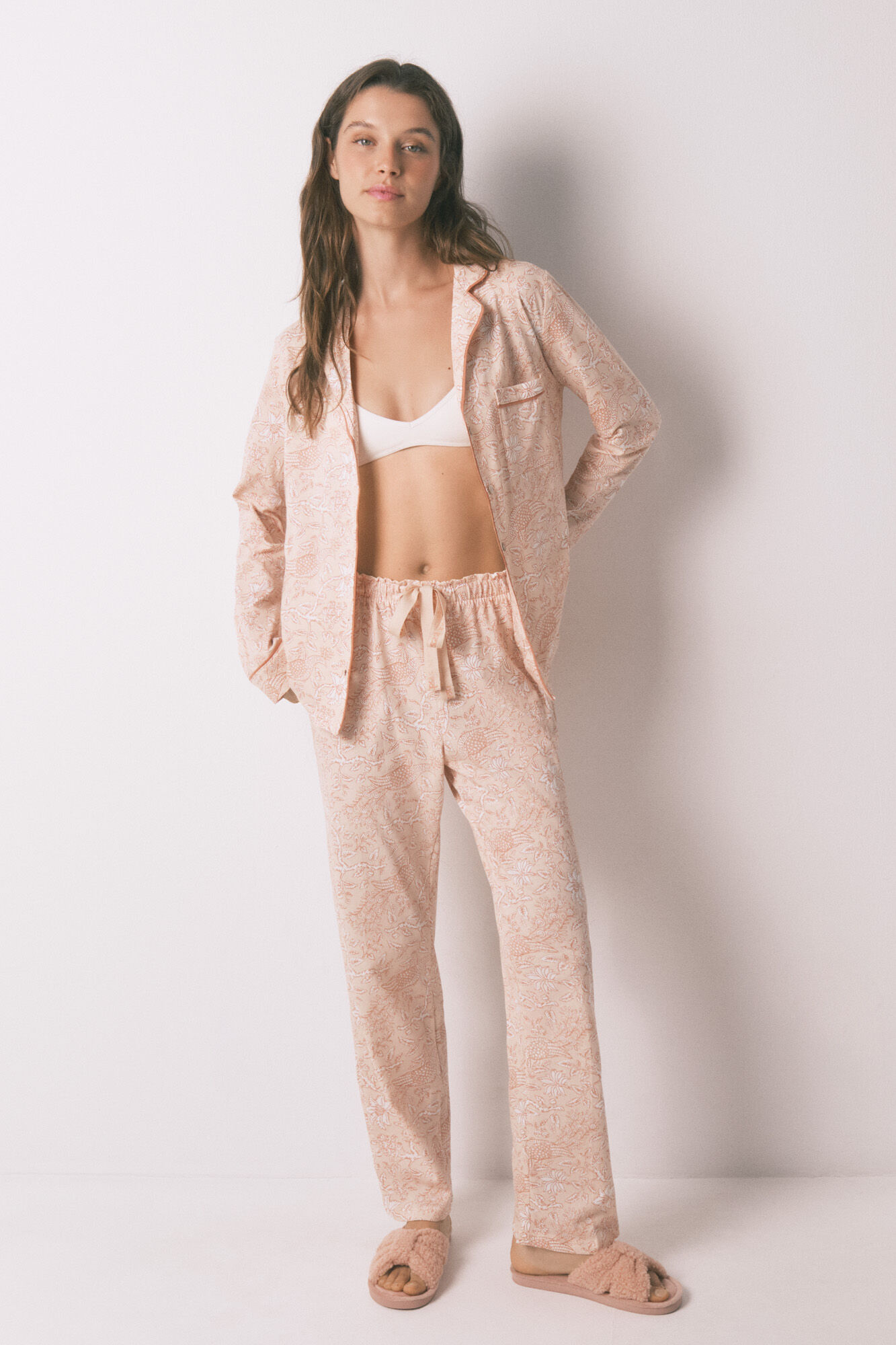 Women'secret 100% cotton classic pyjamas with orange flowers