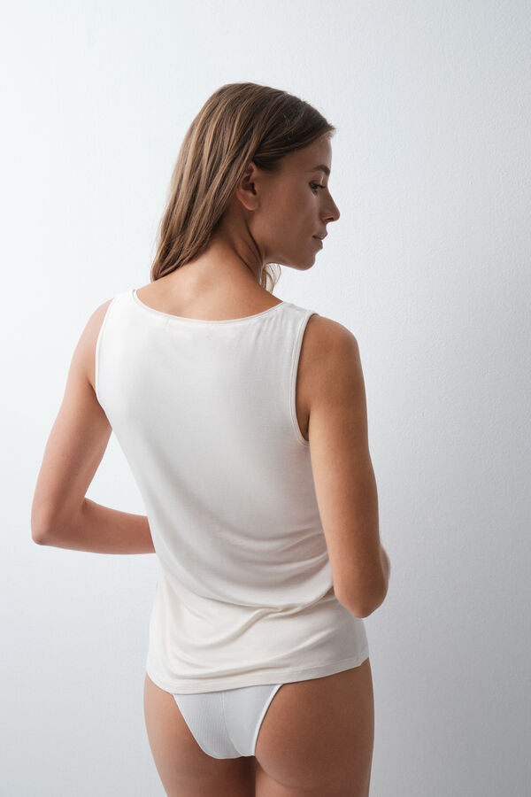 Women'secret White viscose vest top beige
