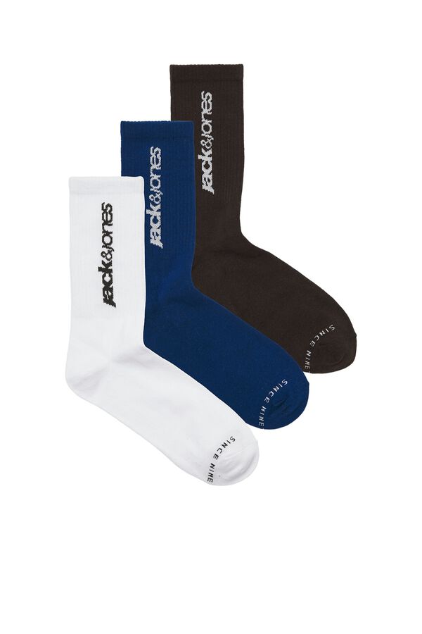 Jack & Jones Pack 3 meias em algod&atilde;o preto