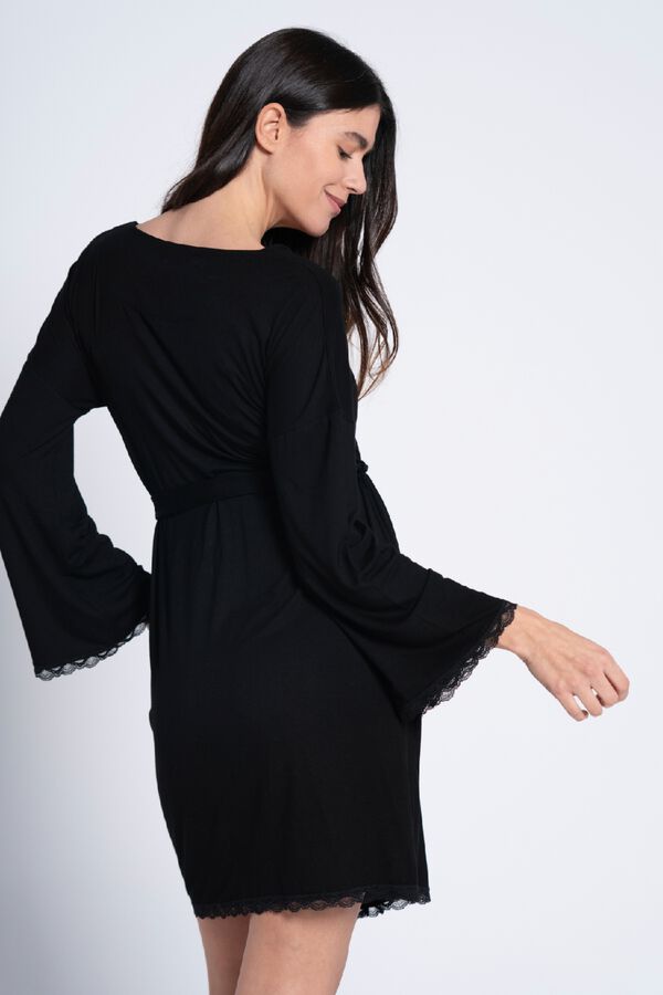 Ohma! Maternity robe with lace on bottom noir