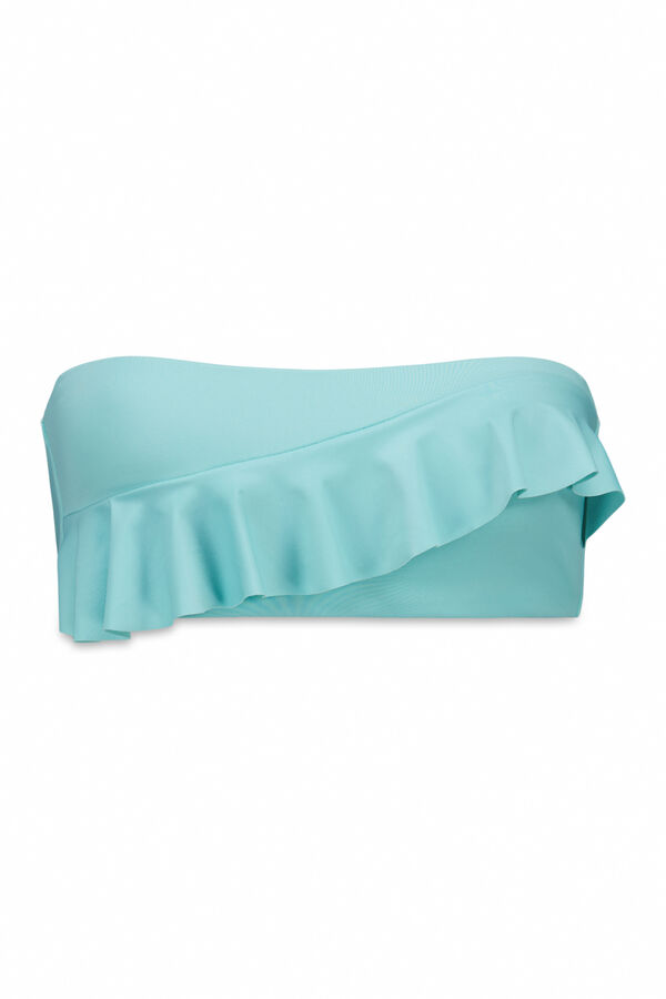 Women'secret Haut bikini bandeau avec rembourrage &agrave; volants bleu bleu